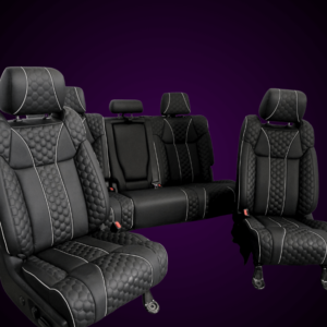 Custom Upholstered Toyota Tundra seats in black leather